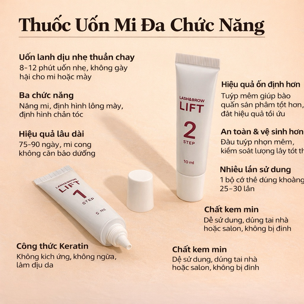 ✨ BỘ THUỐC LẺ UỐN MI thuần chay – LASH & BROW LIFT (STEP 1 & STEP 2)