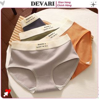 Quần lót nữ cotton gân tăm cao cấp cạp bo chun co giãn thoải mái đáy lót 2 lớp khử mùi DEVARI L1226