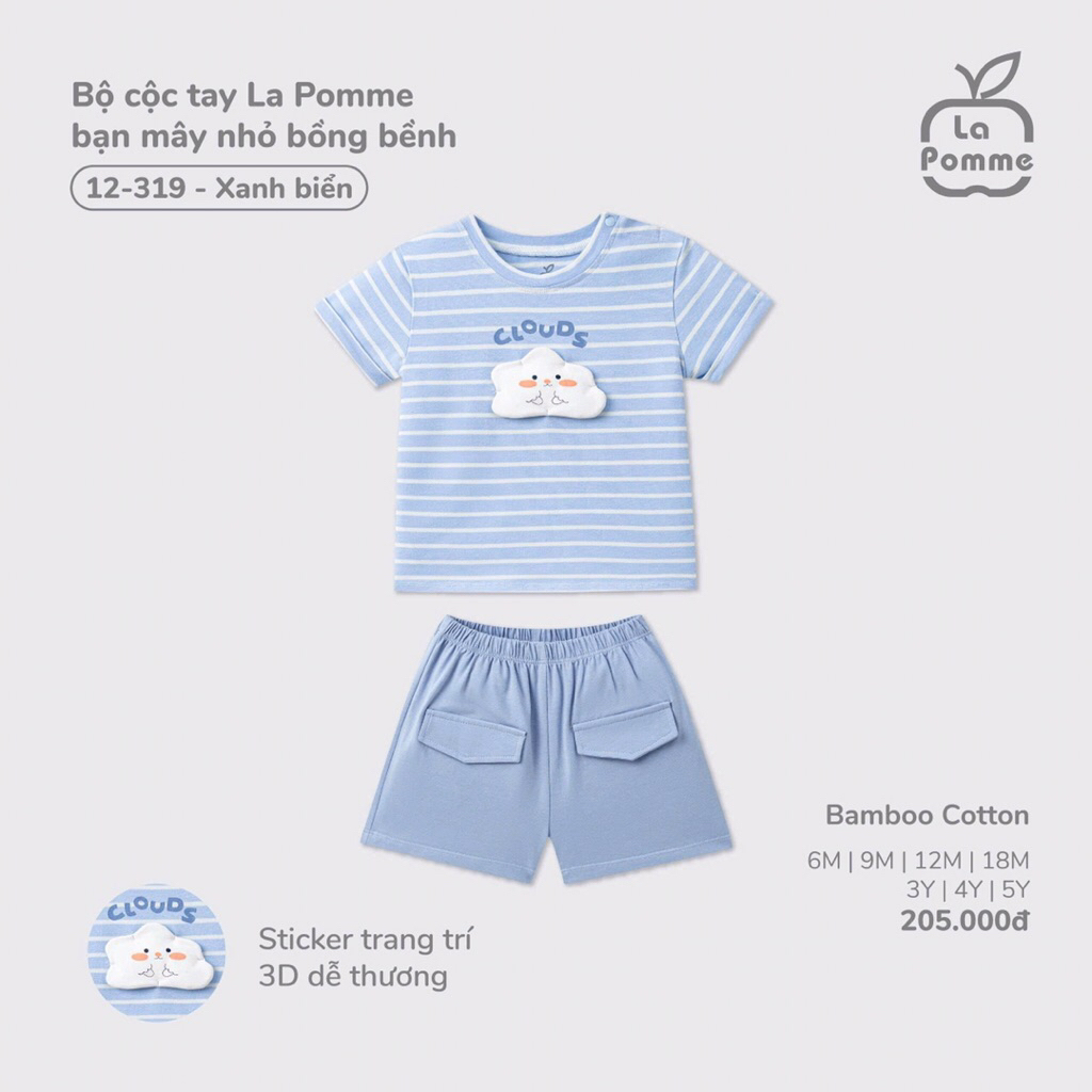 La Pomme Bộ Quần Áo Cộc Tay La Pomme Cho Bé Trai Bé Gái Mùa Hè Vải Mềm Mát Dễ Thương Size