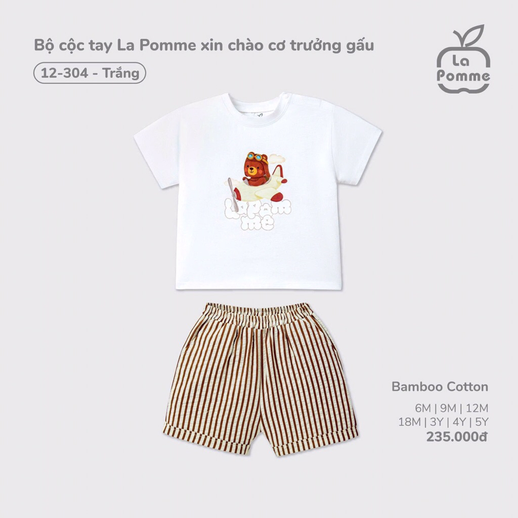 La Pomme Bộ Quần Áo Cộc Tay La Pomme Cho Bé Trai Bé Gái Mùa Hè Vải Mềm Mát Dễ Thương Size