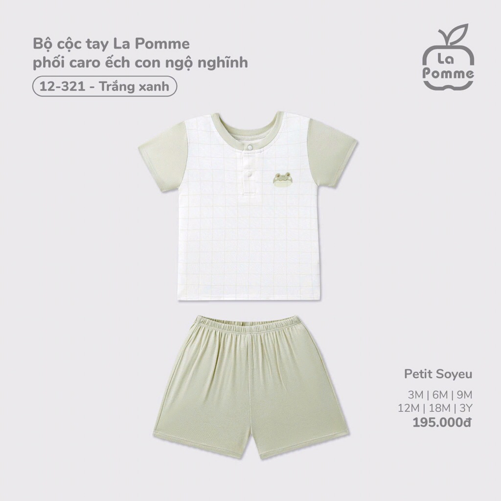 La Pomme Bộ Quần Áo Cộc Tay La Pomme Cho Bé Trai Bé Gái Mùa Hè Vải Mềm Mát Dễ Thương Size