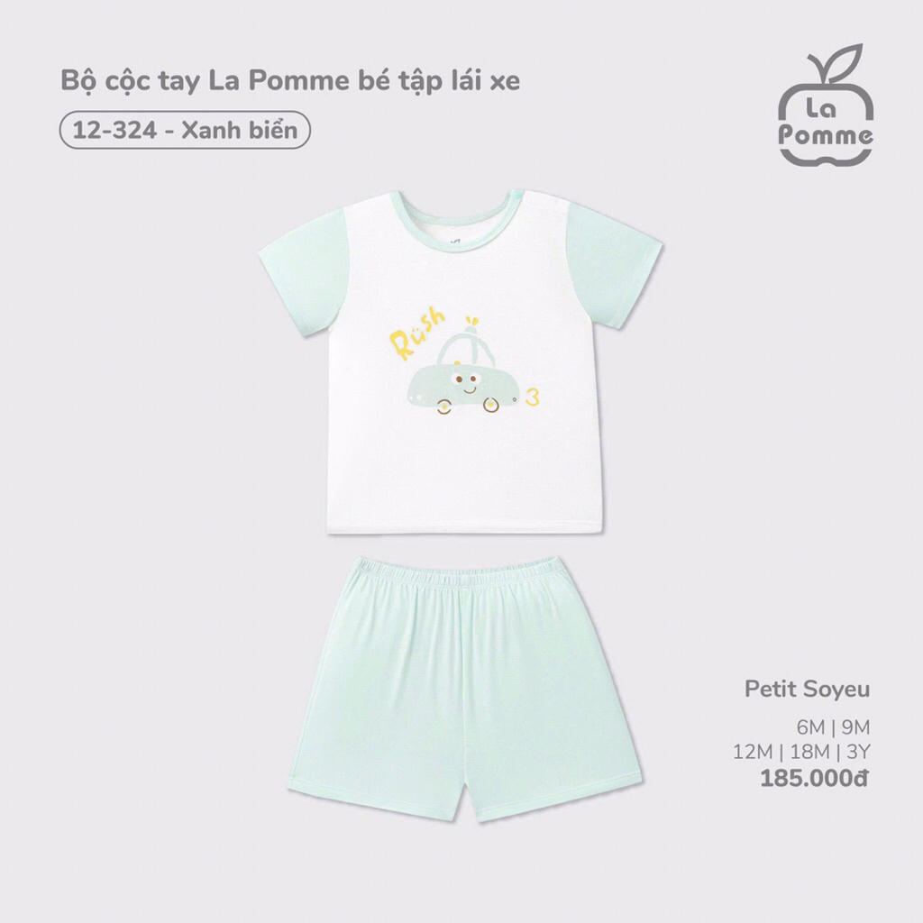 La Pomme Bộ Quần Áo Cộc Tay La Pomme Cho Bé Trai Bé Gái Mùa Hè Vải Mềm Mát Dễ Thương Size