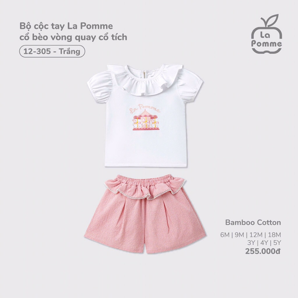 La Pomme Bộ Quần Áo Cộc Tay La Pomme Cho Bé Trai Bé Gái Mùa Hè Vải Mềm Mát Dễ Thương Size