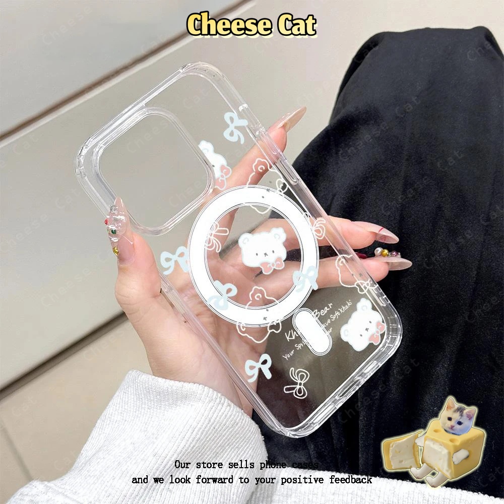 Ốp điện thoại từ tính gấu bắc cực cho iPhone 13 14 15 16 17 XR Xs Max 7 8 Plus Vỏ bảo vệ trong suốt có vòng từ tính