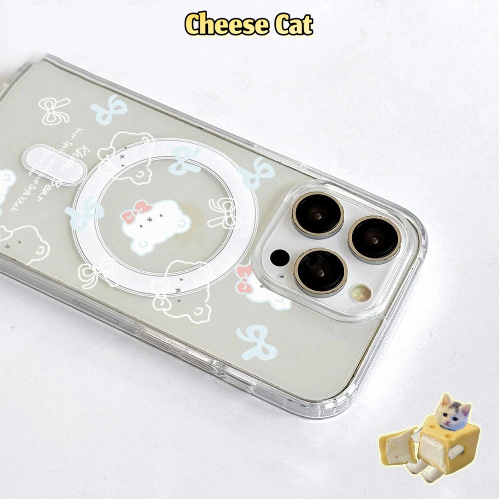 Ốp điện thoại từ tính gấu bắc cực cho iPhone 13 14 15 16 17 XR Xs Max 7 8 Plus Vỏ bảo vệ trong suốt có vòng từ tính