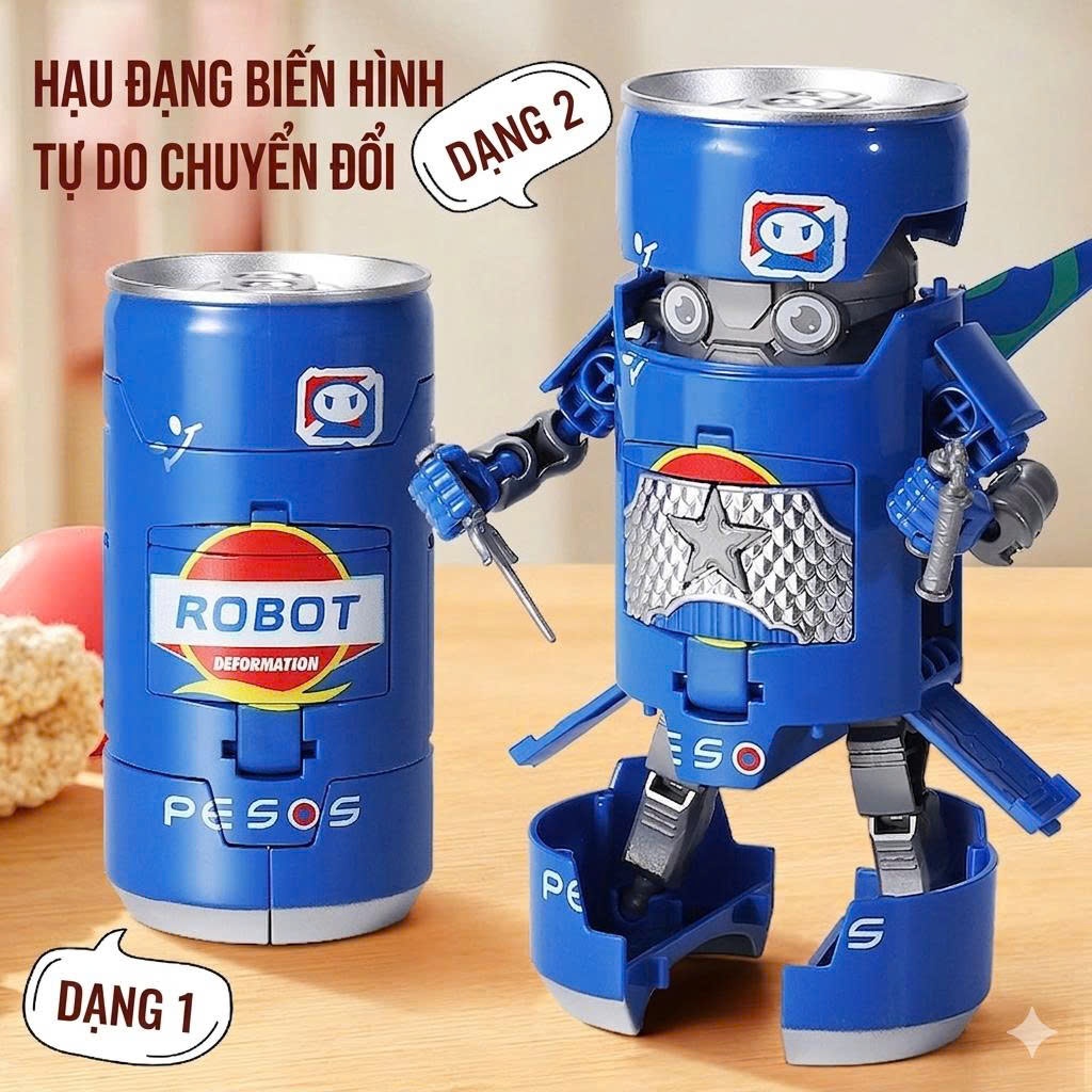 Đồ chơi robot lon nước ngọt, lon nước ngọt biến hình robot quà tặng cho bé
