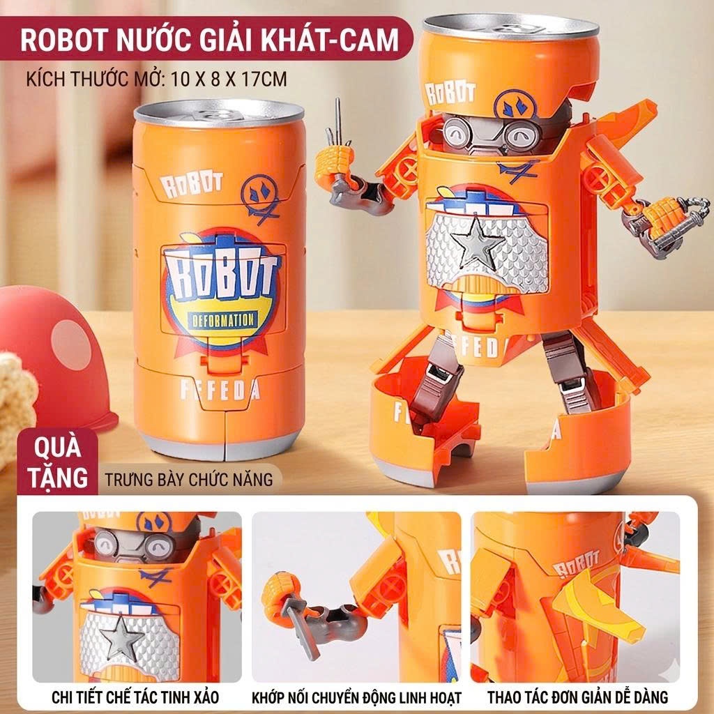 Đồ chơi robot lon nước ngọt, lon nước ngọt biến hình robot quà tặng cho bé