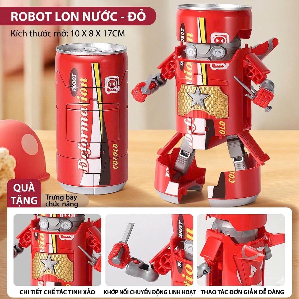 Đồ chơi robot lon nước ngọt, lon nước ngọt biến hình robot quà tặng cho bé