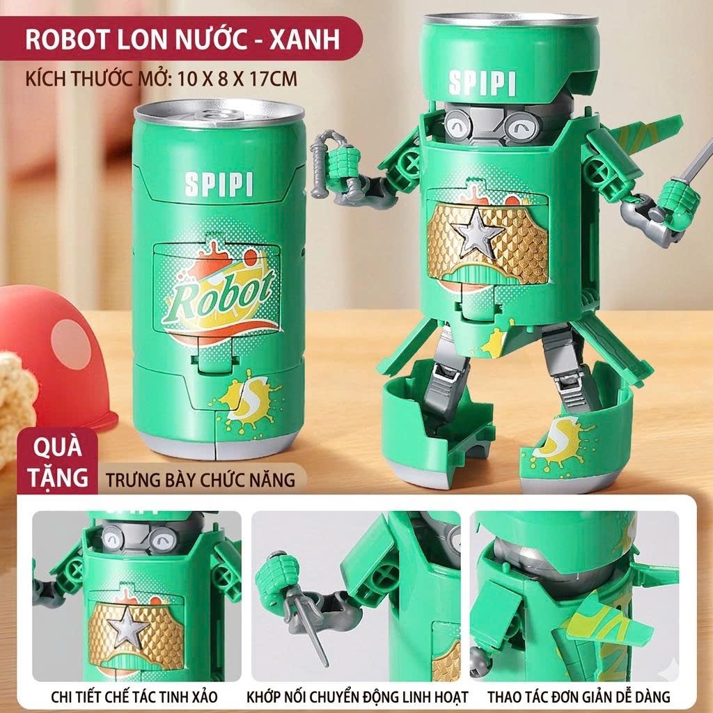 Đồ chơi robot lon nước ngọt, lon nước ngọt biến hình robot quà tặng cho bé