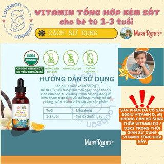 Vitamin tổng hợp hữu cơ Mary Ruth's Toddler Multivitamin Liquid Drops 60ml cho bé