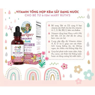 Vitamin tổng hợp hữu cơ Mary Ruth's Toddler Multivitamin Liquid Drops 60ml cho bé