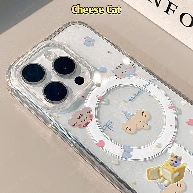 Ốp điện thoại nam châm trong suốt hình nơ hoạt hình đơn giản cho iPhone 14 15 16 11 12 13 17 Pro Max/Plus Xs Max XR 8 7P