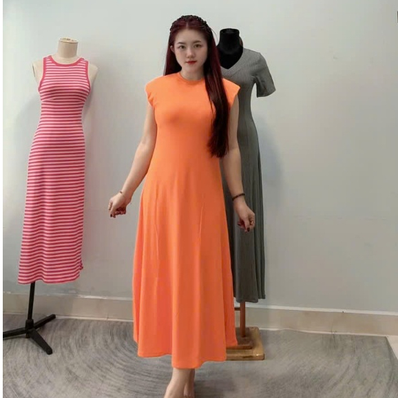 Váy nữ, Đầm nữ Tay Hến có mút đệm vai dáng váy xòe thời trang xinh xắn kiểu mới