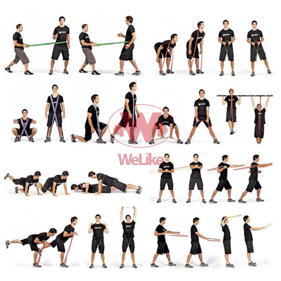 Combo Xà đơn và phụ kiện tập toàn thân Welike - Xà đơn + Kìm bóp tay + Dây kháng lực + Dây nhảy tập gym tại nhà