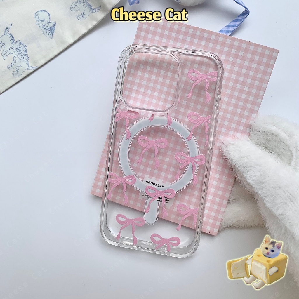 Ốp điện thoại nam châm nơ ruy băng màu xanh cho iPhone 12 16 14 15 11 17 13 Pro Max/Plus Xs Max XR 8 7 Plus SE