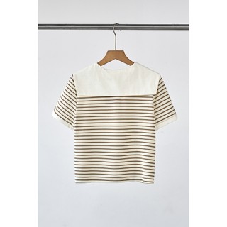 Áo Thun Kẻ LAMER Dáng Croptop Phối Cổ Tay Ngắn Trẻ Trung H61B26H001