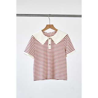 Áo Thun Kẻ LAMER Dáng Croptop Phối Cổ Tay Ngắn Trẻ Trung H61B26H001