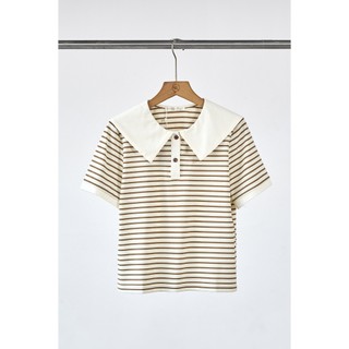 Áo Thun Kẻ LAMER Dáng Croptop Phối Cổ Tay Ngắn Trẻ Trung H61B26H001