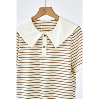Áo Thun Kẻ LAMER Dáng Croptop Phối Cổ Tay Ngắn Trẻ Trung H61B26H001