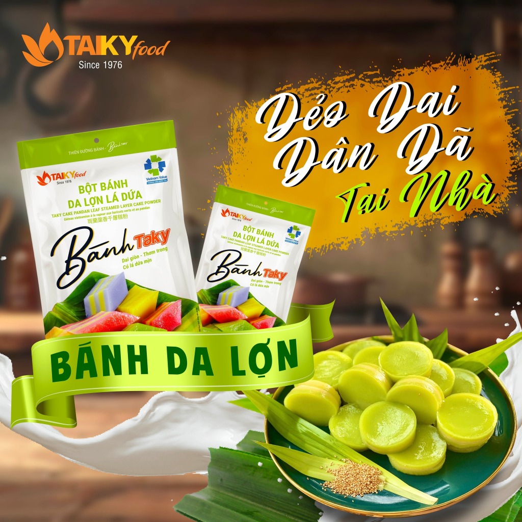 Bột bánh da lợn lá dứa Tài Ký gói 400g (tặng kèm gói bột lá dứa trong túi bột)
