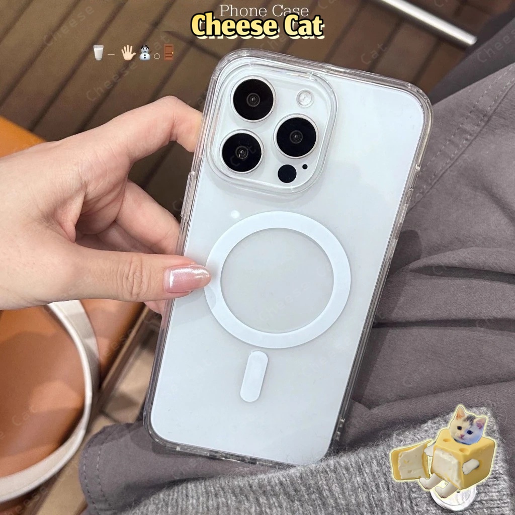 Ốp điện thoại từ tính đơn giản trong suốt cho iPhone 16 17 14 15 11 12 13 Pro Max/Plus Xs Max XR 8 7 Plus SE