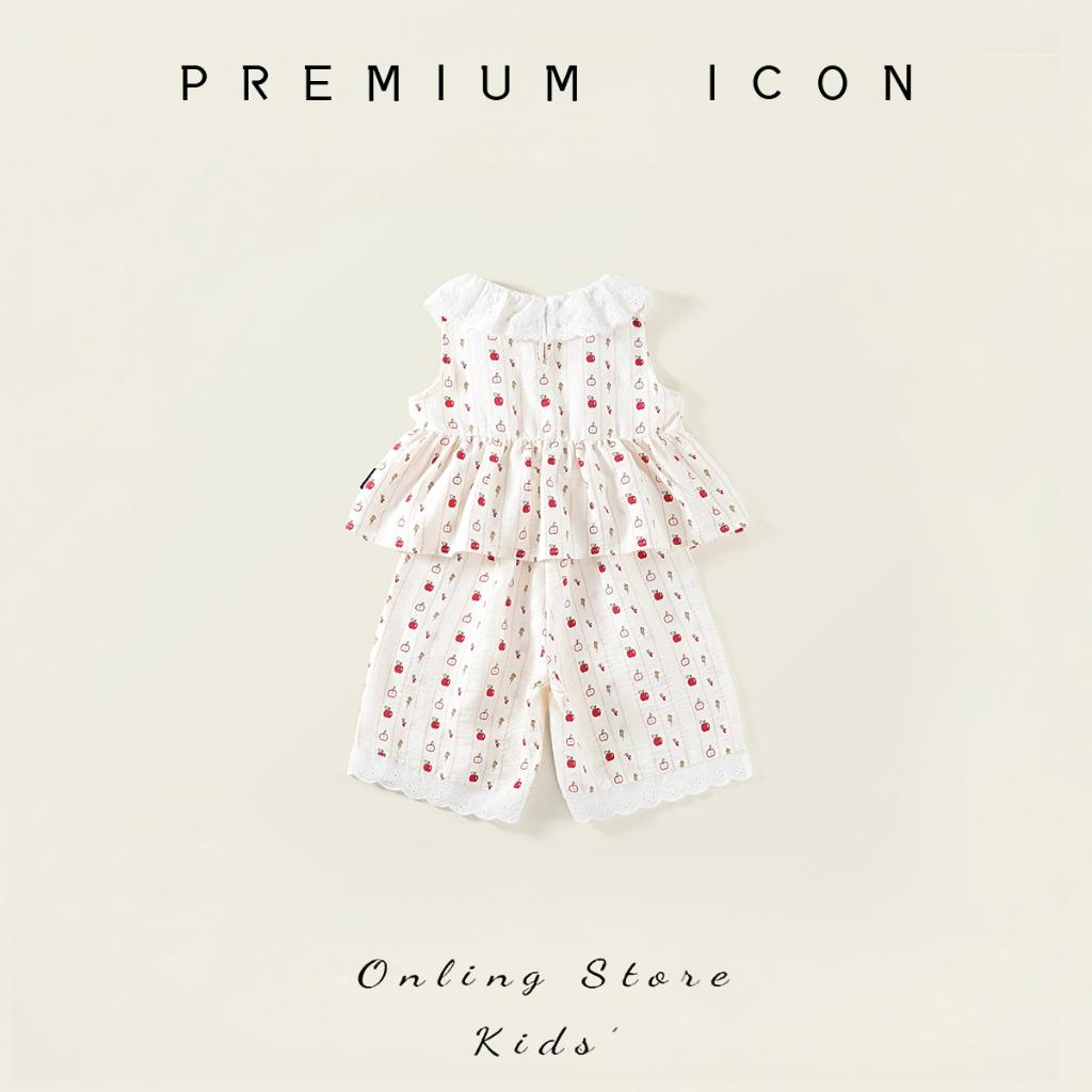 Set Đồ Bé Gái, Đồ Bộ Bé Gái Phong Cách Tiểu Thư Cổ Áo Phối Bèo Kèm Quần Suông Chất Liệu Cotton
