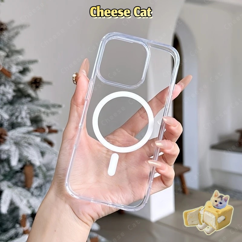 Ốp điện thoại từ tính đơn giản trong suốt cho iPhone 16 17 14 15 11 12 13 Pro Max/Plus Xs Max XR 8 7 Plus SE