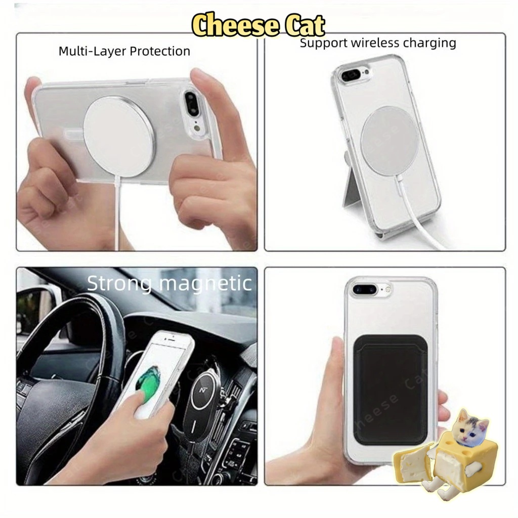 Ốp điện thoại từ tính đơn giản trong suốt cho iPhone 16 17 14 15 11 12 13 Pro Max/Plus Xs Max XR 8 7 Plus SE