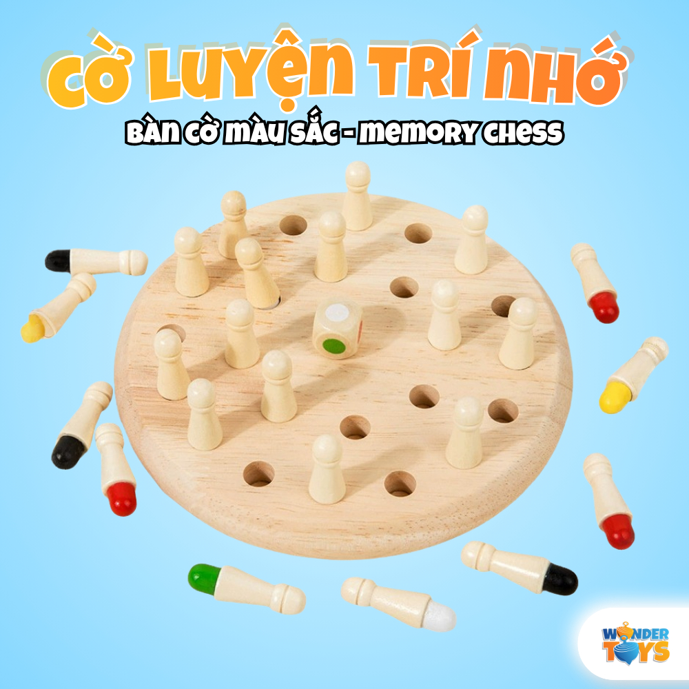 Bộ cờ trí nhớ màu sắc bằng gỗ WonderToys, Trò chơi trí tuệ tăng khả năng ghi nhớ cho bé từ 3 tuổi