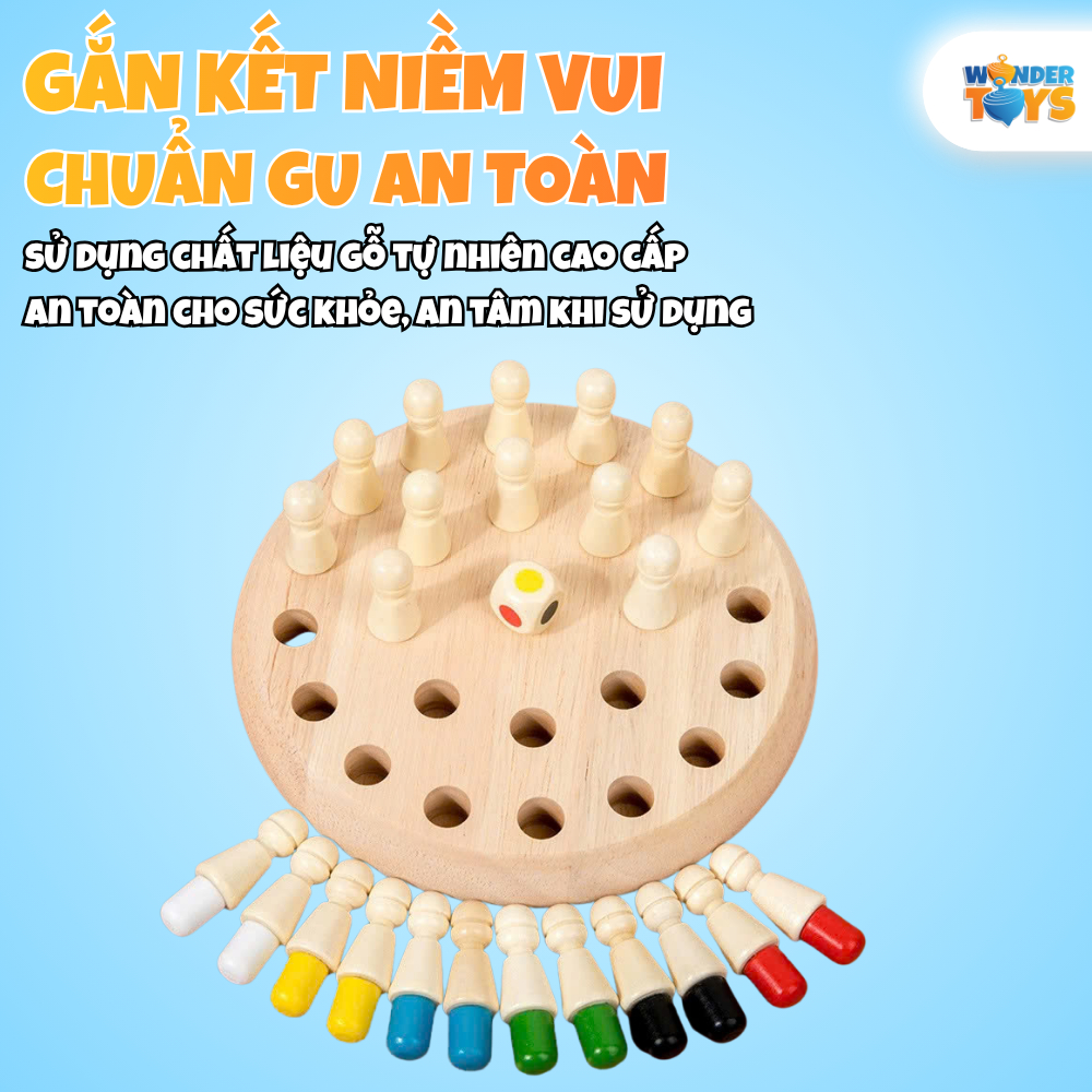 Bộ cờ trí nhớ màu sắc bằng gỗ WonderToys, Trò chơi trí tuệ tăng khả năng ghi nhớ cho bé từ 3 tuổi