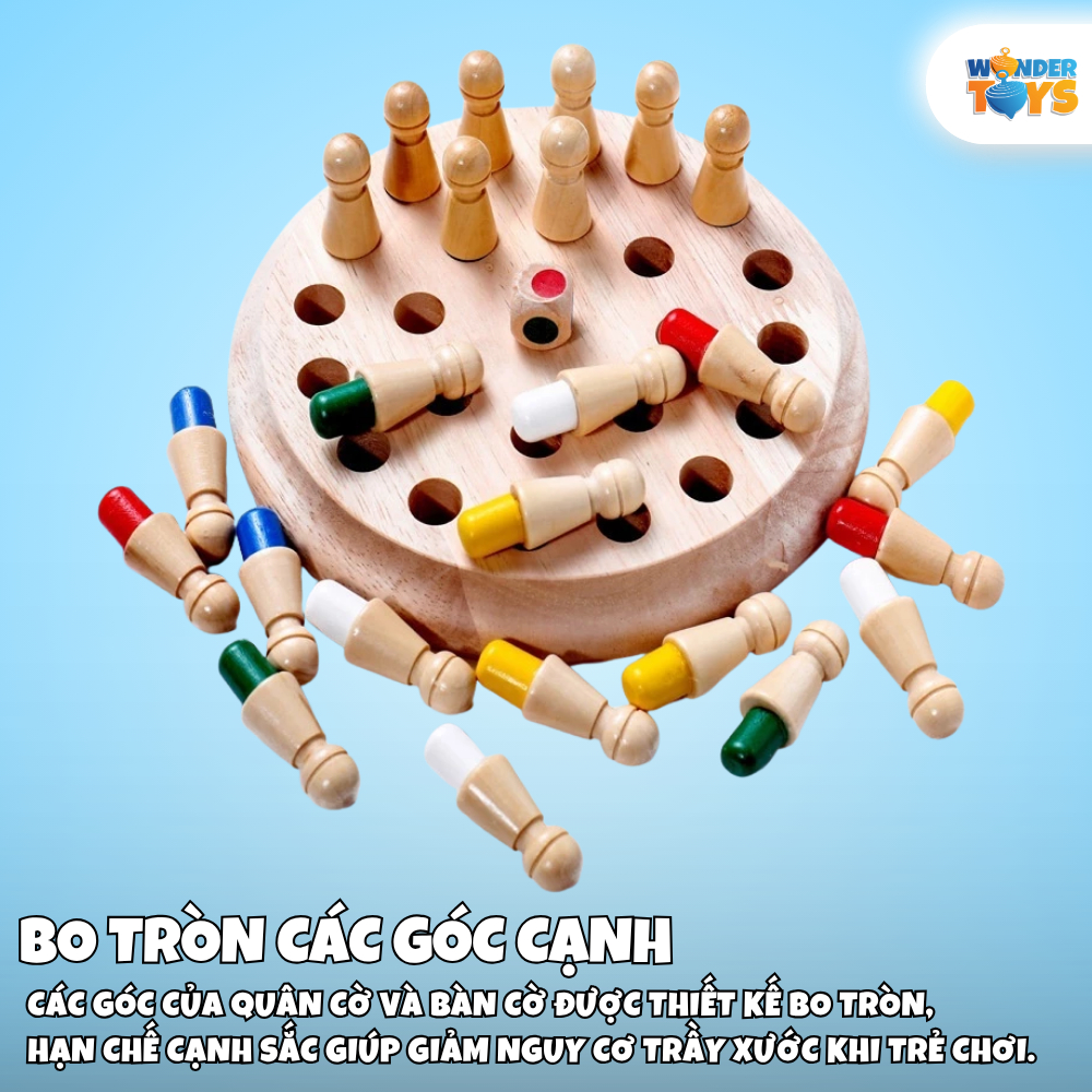 Bộ cờ trí nhớ màu sắc bằng gỗ WonderToys, Trò chơi trí tuệ tăng khả năng ghi nhớ cho bé từ 3 tuổi