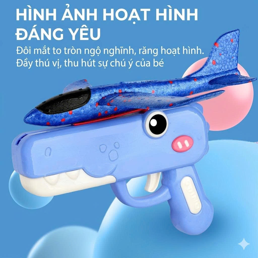 Đồ Chơi Phóng Máy Bay Xốp Bay Lượn Trên Không – Mẫu Mới, Đạn Mềm An Toàn, Chơi Ngoài Trời Cho Bé