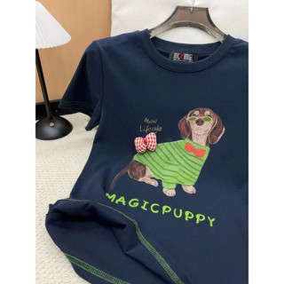 Áo phông cotton cổ tròn cộc tay hình chó Magicpuppy form babytee #20180