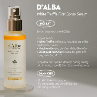 Xịt Khoáng d'Alba White Truffle First Spray Vital Spray Serum Dưỡng Ẩm Căng Bóng Da 100ml Duduhouse