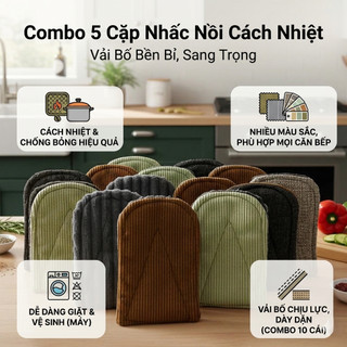 [Kho Sỉ] Combo 5 Cặp Nhấc Nồi Cách Nhiệt Vải Bố - HùngHome
