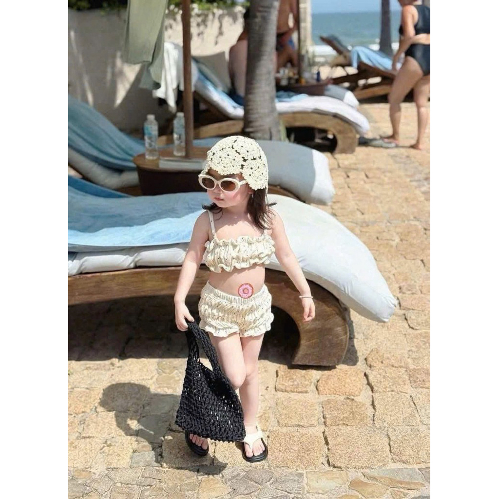 [Chính Chủ Loại 1_Ko Bán Hàng Nha'i] Bộ Bikini 2 Mảnh Cho/Set Đồ Bơi Áo 2s + Quần Đùi Chấm Bi Cho Bé Cover Hàn Siêu Xinh
