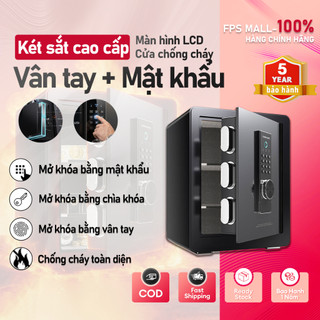 Két Sắt Điện Tử Phím LCD Cao Cấp - Thép Dày Chống Cạy An Toàn Cho Gia Đình Văn Phòng - Mở khóa vân tay 1 chạm