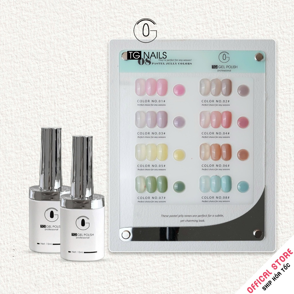 Set sơn gel 8 màu thạch đục pastel TG mix tone nhẹ nhàng