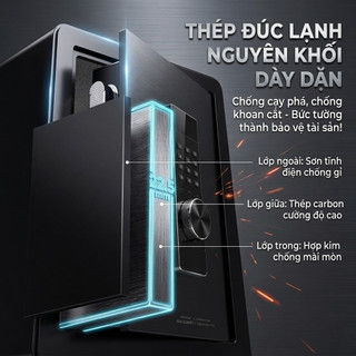 Két Sắt Điện Tử Phím LCD Cao Cấp - Thép Dày Chống Cạy An Toàn Cho Gia Đình Văn Phòng - Mở khóa vân tay 1 chạm