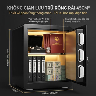 Két Sắt Điện Tử Phím LCD Cao Cấp - Thép Dày Chống Cạy An Toàn Cho Gia Đình Văn Phòng - Mở khóa vân tay 1 chạm