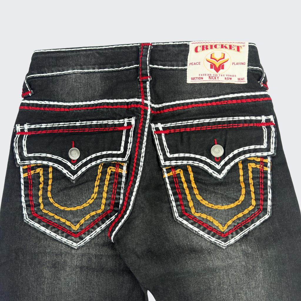 Quần Jeans Đen Thêu Túi Chữ U Nhọn Nam Cao Cấp - Vải Jeans Tôn Dáng Form Slimfit Nút Kim Loại Sang Trọng U2