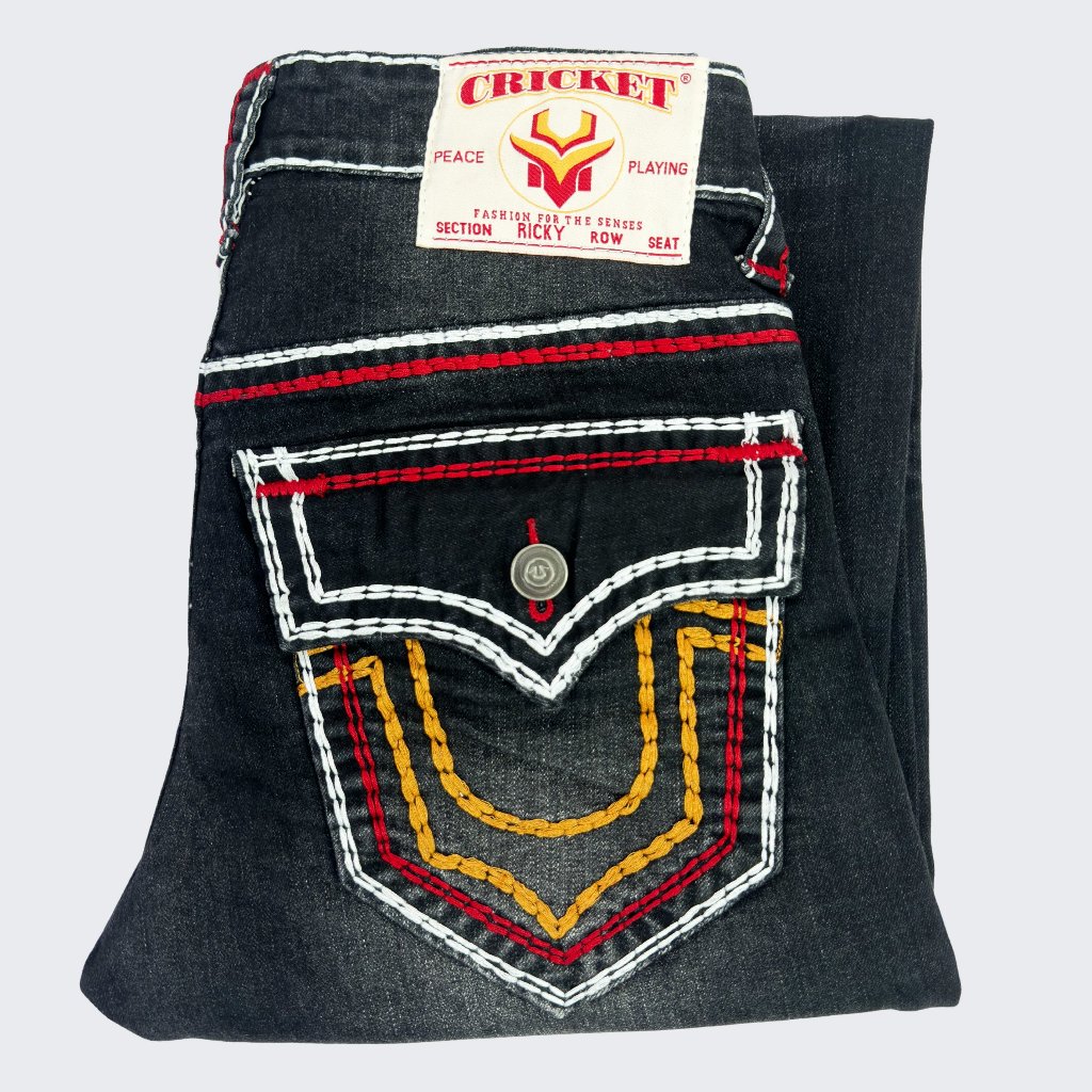 Quần Jeans Đen Thêu Túi Chữ U Nhọn Nam Cao Cấp - Vải Jeans Tôn Dáng Form Slimfit Nút Kim Loại Sang Trọng U2