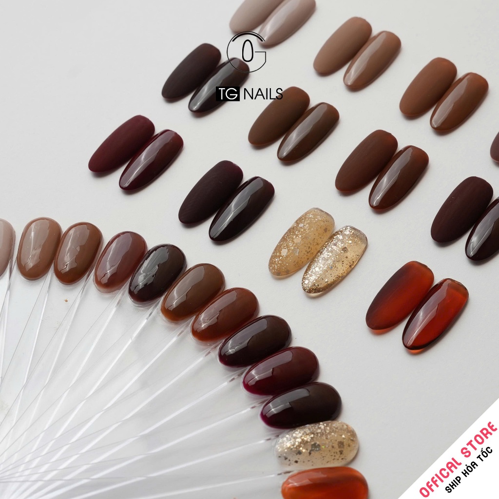 Set sơn gel 12 màu Nâu socola sang trọng thương hiệu TG