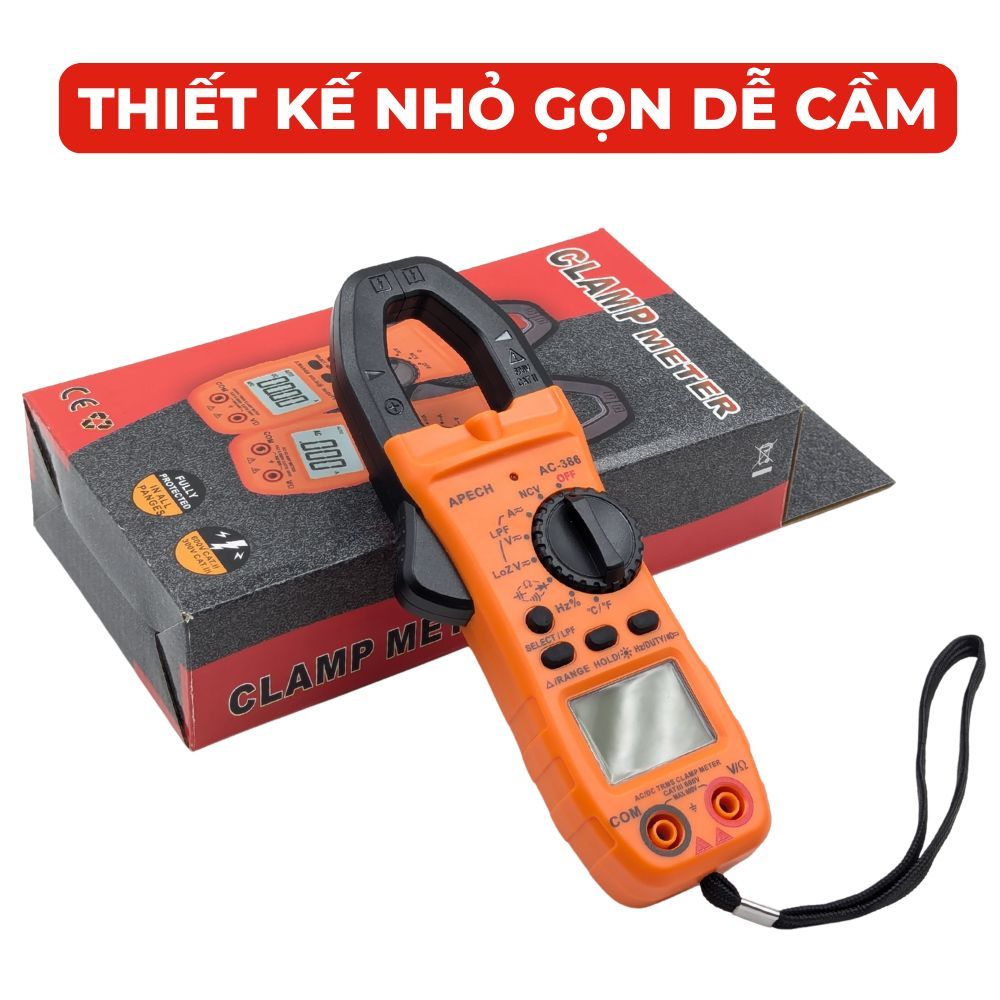 Ampe Kìm Vạn Năng APECH AC-386 Đo Nhầm Chống Cháy Tích Hợp True RMS Giảm Sai Số Khi Đo