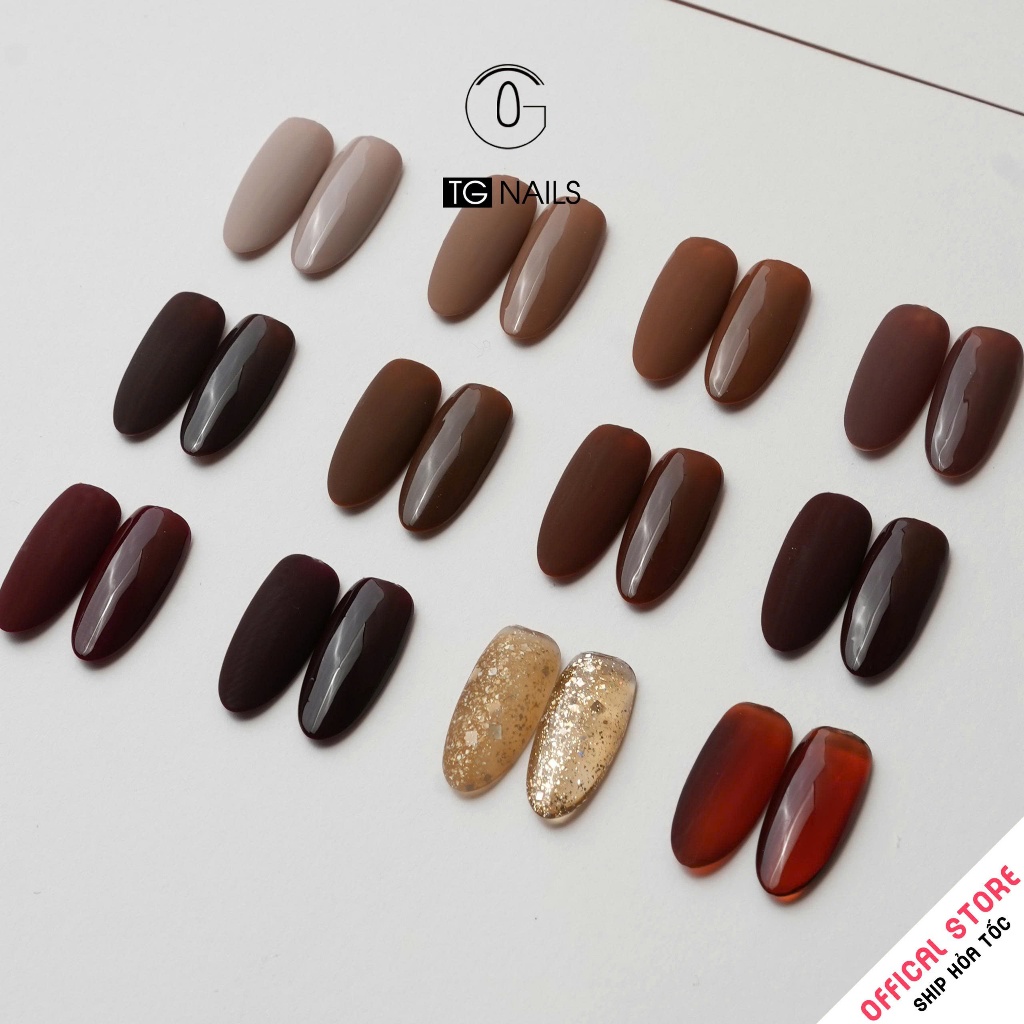 Set sơn gel 12 màu Nâu socola sang trọng thương hiệu TG