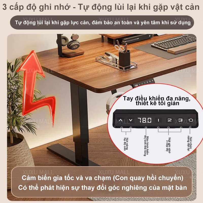 Bàn làm việc thông minh nâng hạ đứng ngồi điện kô tiếng ồn chống va chạm dùng tại nhà và văn phòng | BigBuy360 - bigbuy360.vn