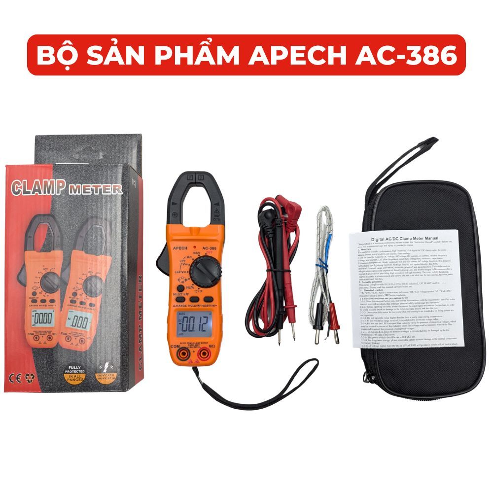 Ampe Kìm Vạn Năng APECH AC-386 Đo Nhầm Chống Cháy Tích Hợp True RMS Giảm Sai Số Khi Đo