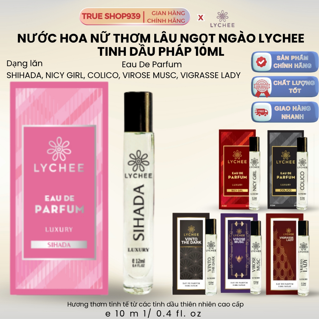 Nước Hoa lăn thơm lâu ngọt ngào LYCHEE Tinh Dầu Pháp cho nam & nữ 10ml