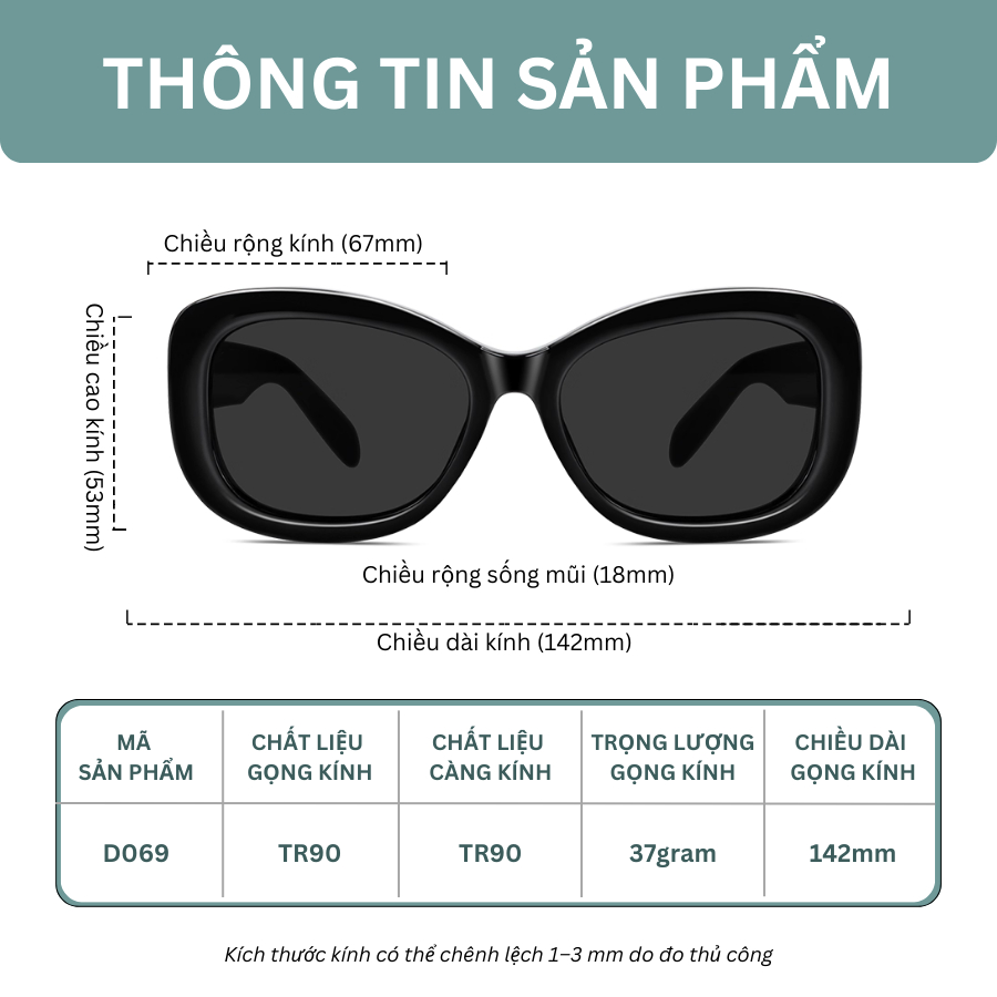 Kính Râm Nữ INNI Form Vuông Retro Bản Dày, Kính Mát Thời Trang Cao Cấp, Chống Chói Chống Tia UV400
