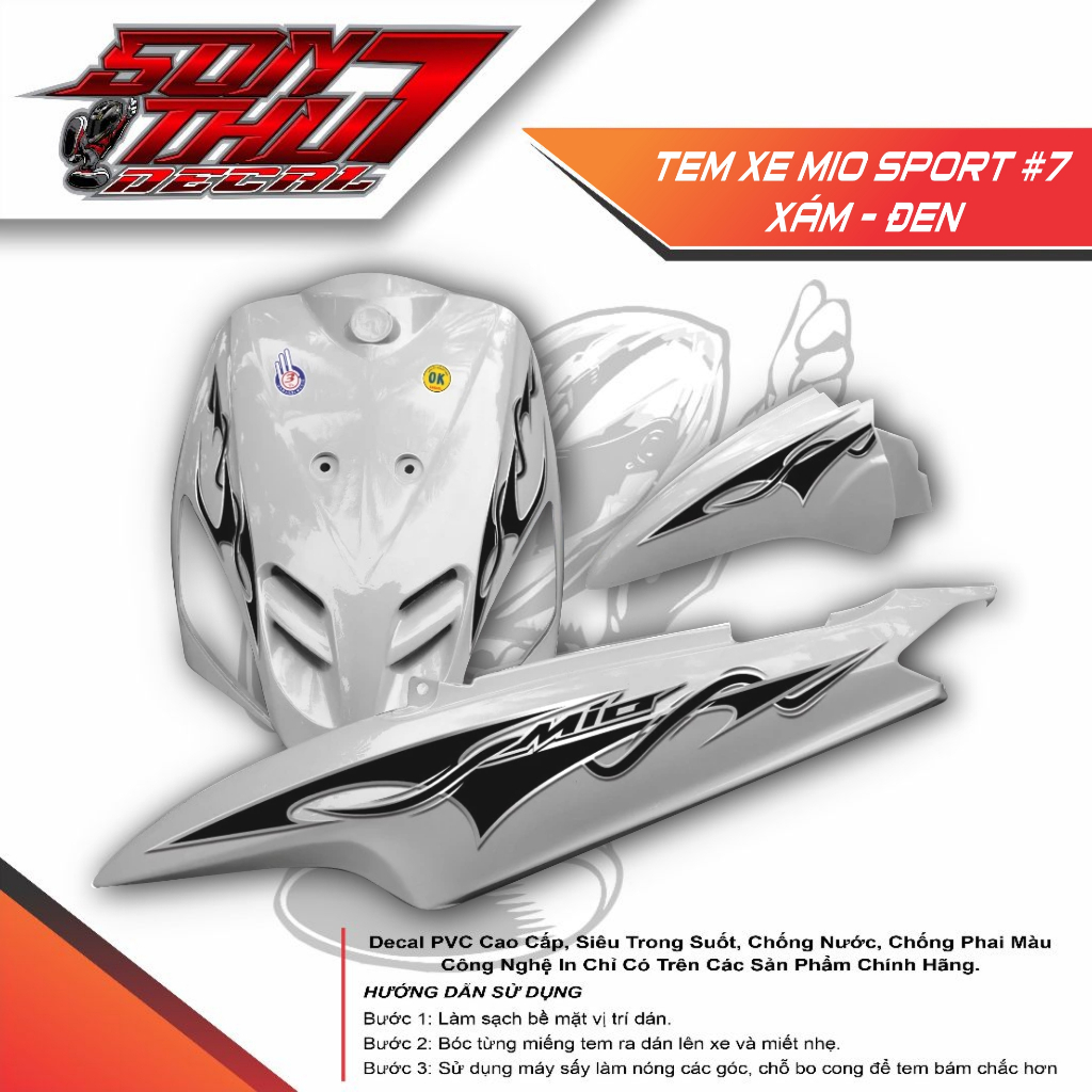 Tem xe Mio Sport #7 (CHẤT LƯỢNG CAO - SẮC NÉT - KHÔNG PHAI MÀU)